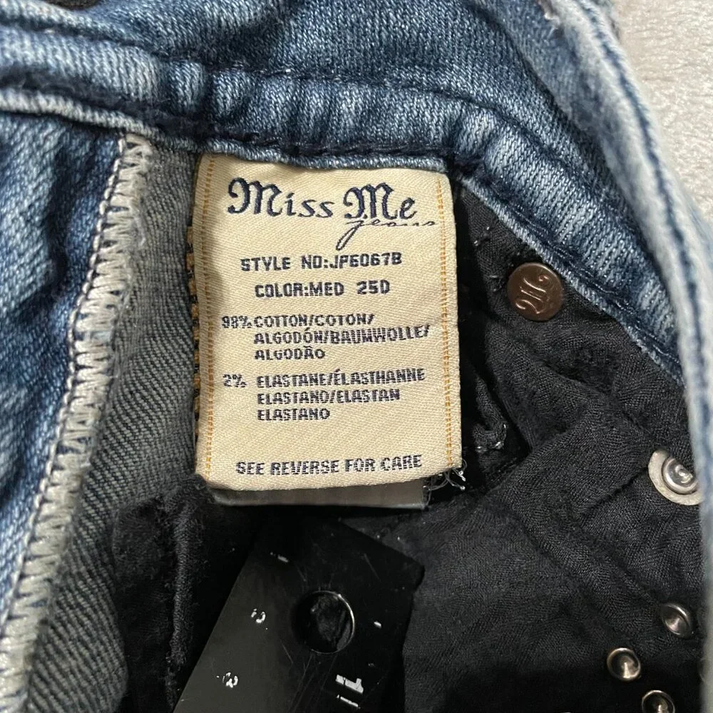 Miss Me Boot Cut Jeans with Embellished Back Pockets - Light Blue Denim - Picture 11 of 14